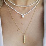 Gold Bar Pave Necklace with Diamonds or Gemstones-The Diamond Setter