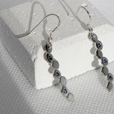 Silver Dangling Earrings with Sapphire Effervescence Style-The Diamond Setter