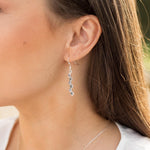 Silver Dangling Earrings with Sapphire Effervescence Style-The Diamond Setter