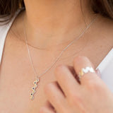 Silver Necklace with Sapphire Gemstones Effervescence Style-The Diamond Setter