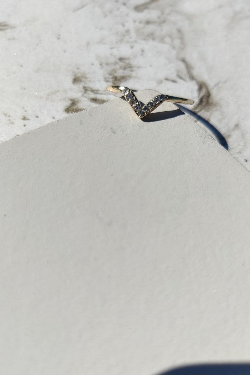 Emily Stacking Ring with Blue Marquise Sapphire-The Diamond Setter