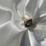 Emily Stacking Ring with Salt and Pepper Marquise Diamond-The Diamond Setter