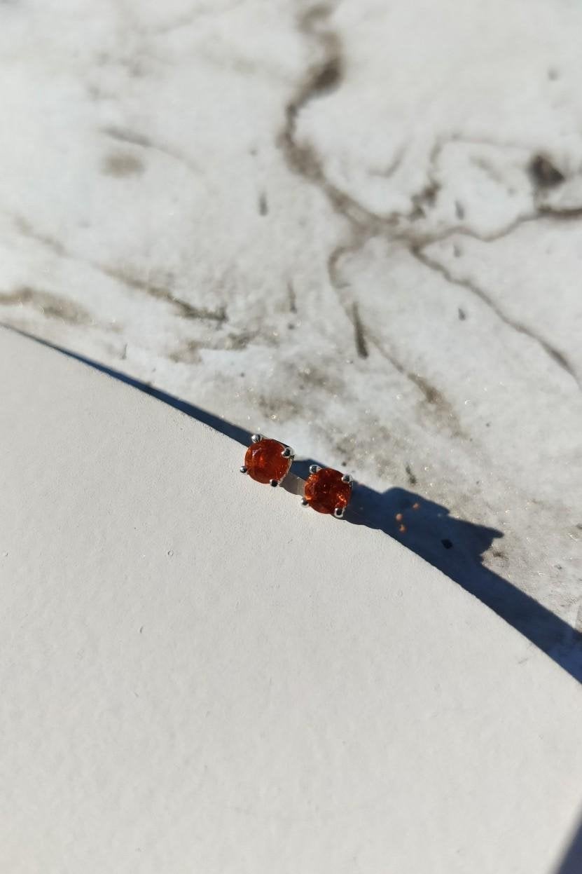 Fire Opal Gold Stud Earrings-Earrings-The Diamond Setter