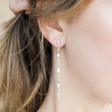 Long Dangling Earrings with Freshwater Pearls-The Diamond Setter
