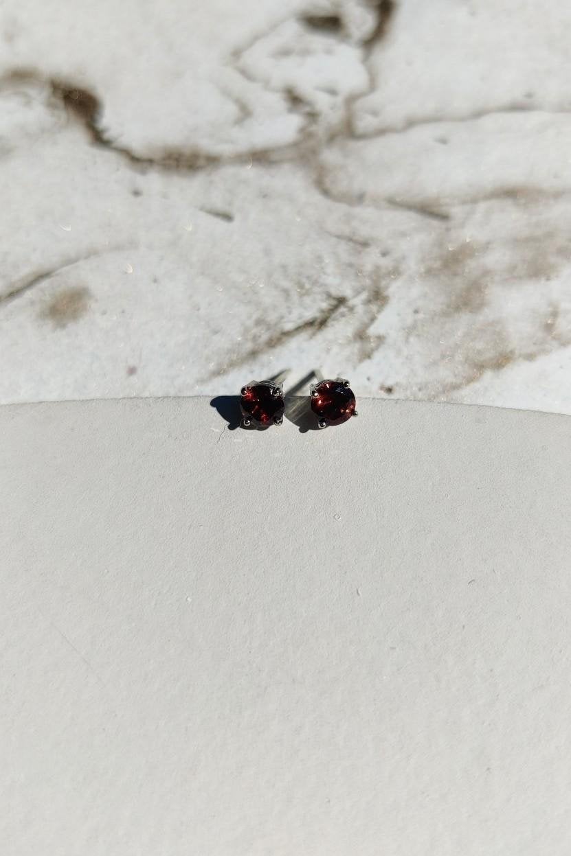 Garnet Stud Earrings in Gold-The Diamond Setter