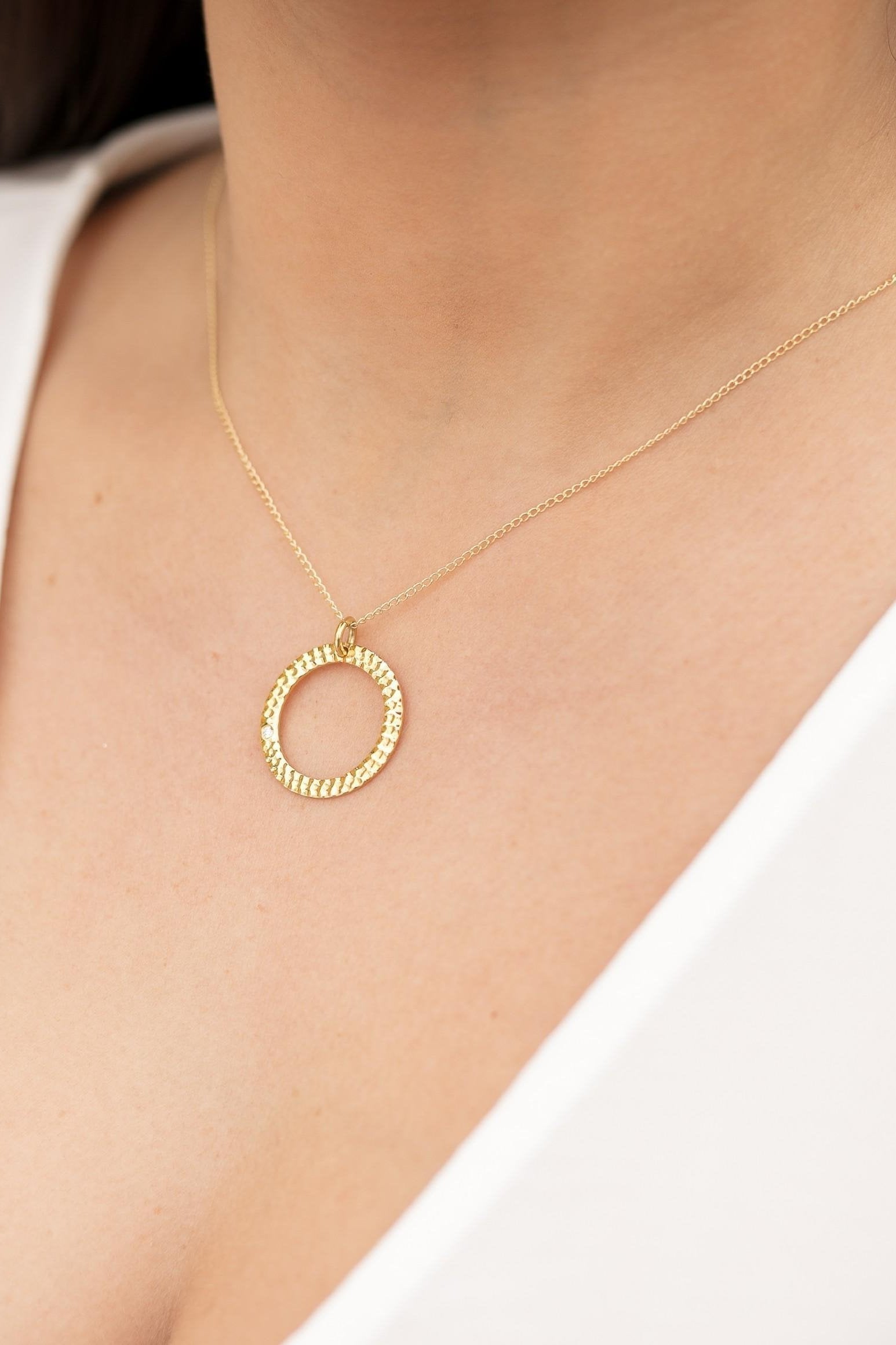 9 carat Gold Halo Necklace with White Diamond-The Diamond Setter