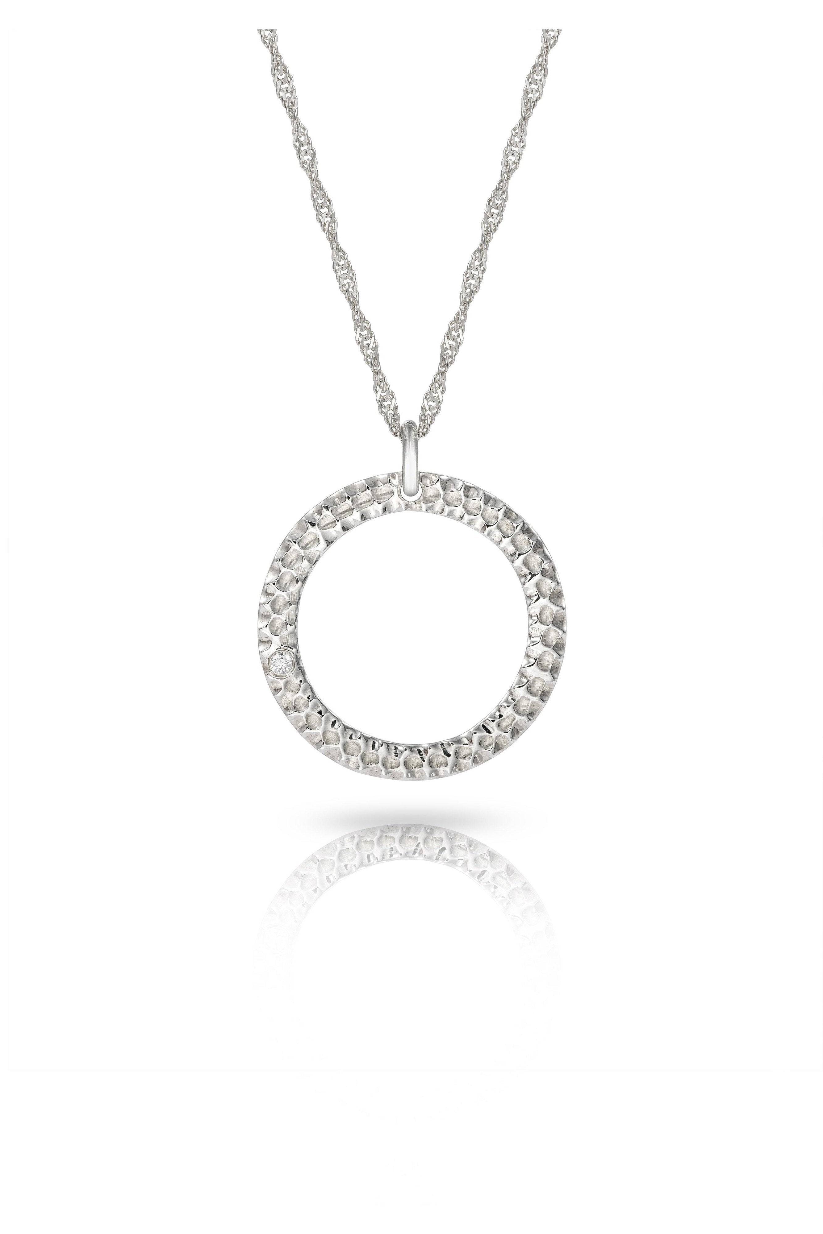 9 carat Gold Halo Necklace with White Diamond-The Diamond Setter