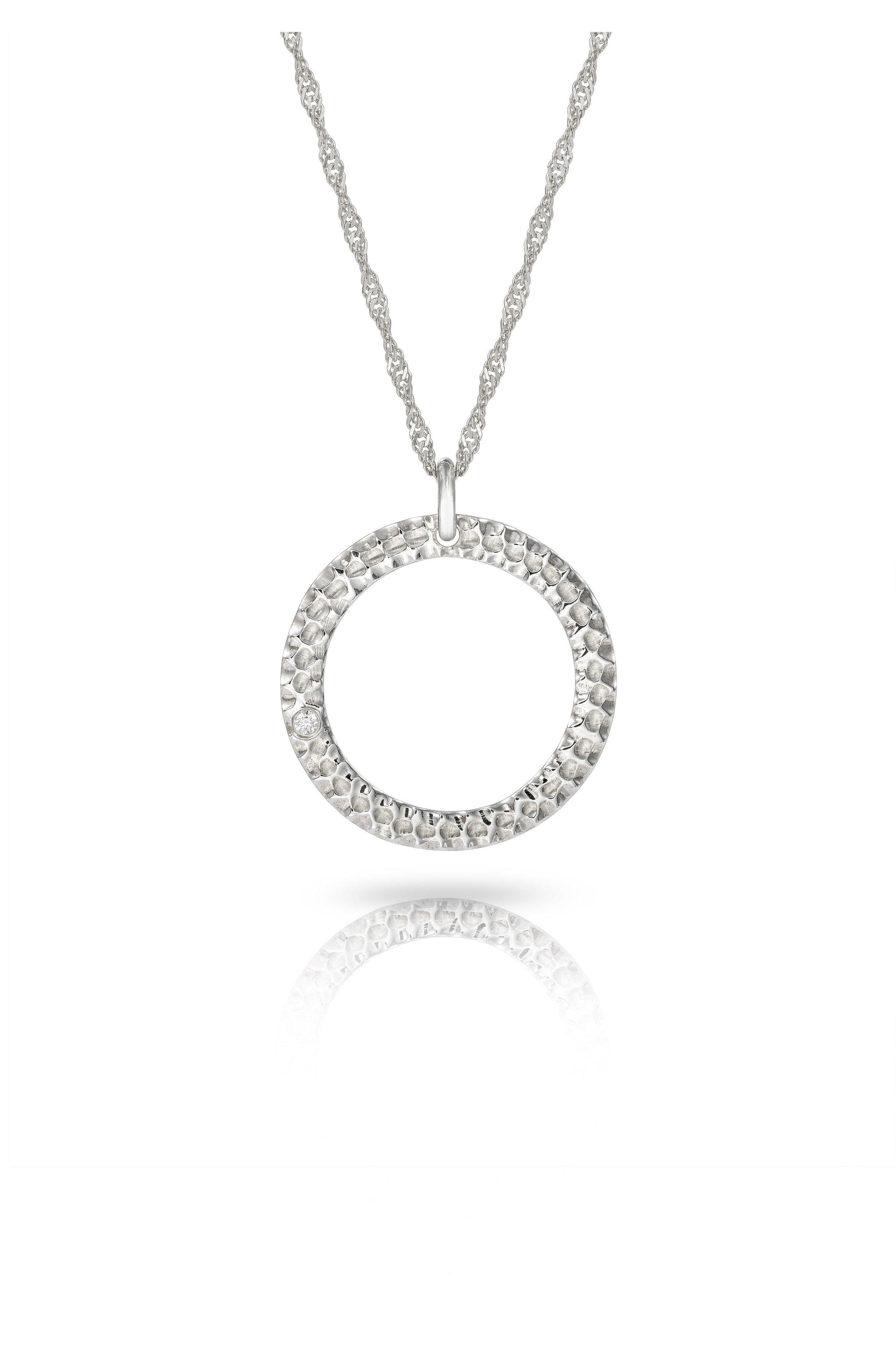 9 carat Gold Halo Necklace with White Diamond-The Diamond Setter