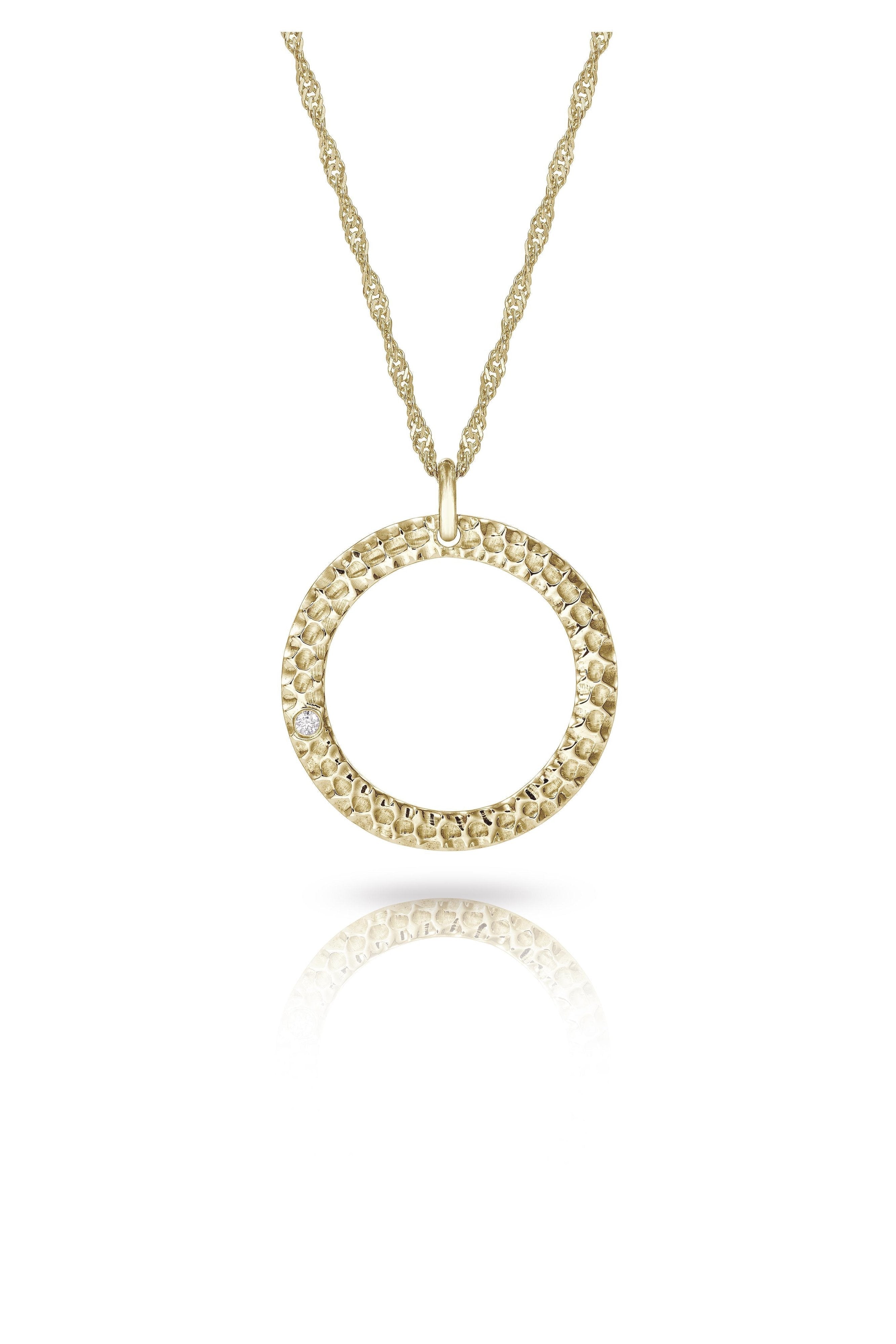 9 carat Gold Halo Necklace with White Diamond-The Diamond Setter