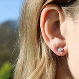 Hex Diamond Stud Earrings-The Diamond Setter