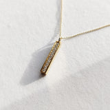 Gold Bar Pave Necklace with Diamonds or Gemstones-The Diamond Setter