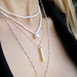 Double Pearl Choker Necklace with Baroque Pendant-The Diamond Setter