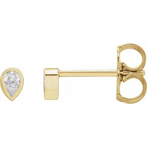 Micro pear shape diamond stud earring-The Diamond Setter