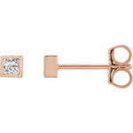 Micro princess cut diamond stud earring-The Diamond Setter