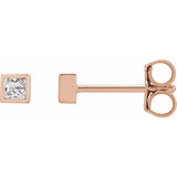 Micro princess cut diamond stud earring-The Diamond Setter