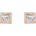 Micro princess cut diamond stud earring-The Diamond Setter