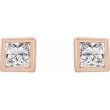 Micro princess cut diamond stud earring-The Diamond Setter