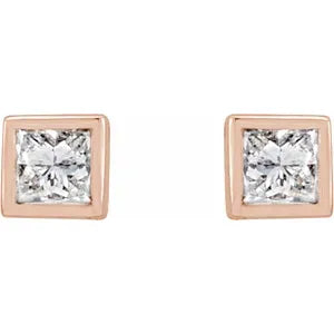 Micro princess cut diamond stud earring-The Diamond Setter