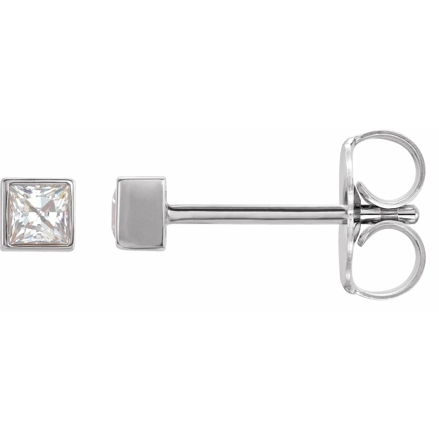 Micro princess cut diamond stud earring-The Diamond Setter