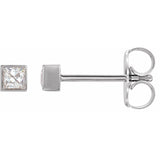 Micro princess cut diamond stud earring-The Diamond Setter