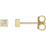 Micro princess cut diamond stud earring-The Diamond Setter