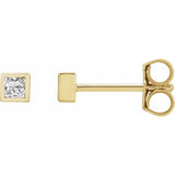 Micro princess cut diamond stud earring-The Diamond Setter