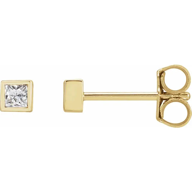 Micro princess cut diamond stud earring-The Diamond Setter
