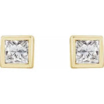Micro princess cut diamond stud earring-The Diamond Setter