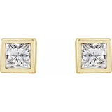 Micro princess cut diamond stud earring-The Diamond Setter
