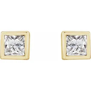 Micro princess cut diamond stud earring-The Diamond Setter