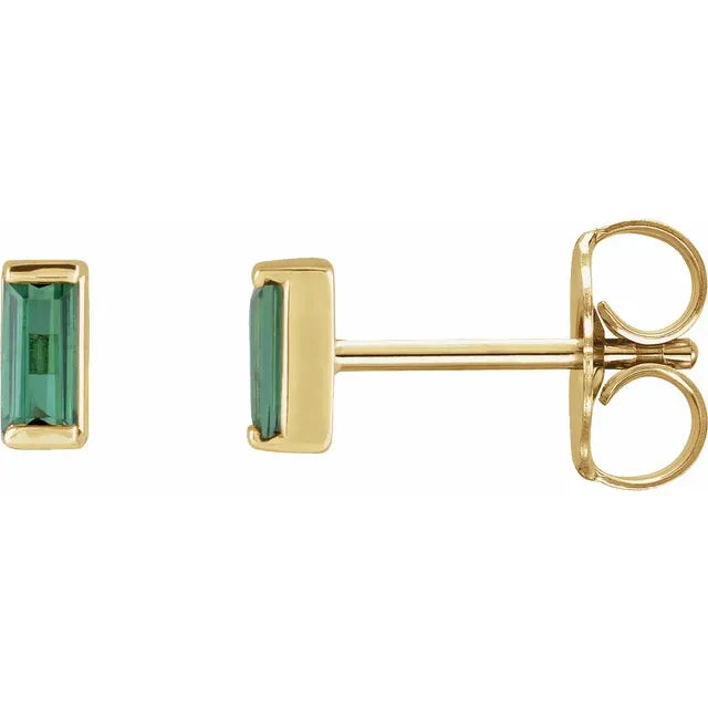 Channel Set Baguette Tourmaline stud earring-The Diamond Setter