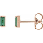 Channel Set Baguette Tourmaline stud earring-The Diamond Setter