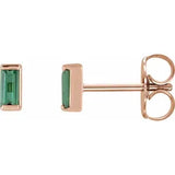 Channel Set Baguette Tourmaline stud earring-The Diamond Setter