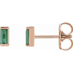 Channel Set Baguette Tourmaline stud earring-The Diamond Setter
