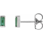 Channel Set Baguette Tourmaline stud earring-The Diamond Setter