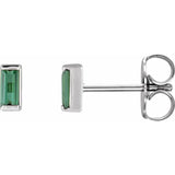 Channel Set Baguette Tourmaline stud earring-The Diamond Setter