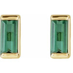 Channel Set Baguette Tourmaline stud earring-The Diamond Setter