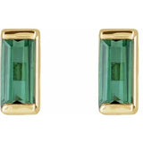 Channel Set Baguette Tourmaline stud earring-The Diamond Setter