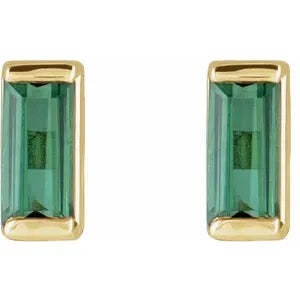 Channel Set Baguette Tourmaline stud earring-The Diamond Setter