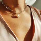 Paper Chain Necklace with Baroque Pearl-The Diamond Setter