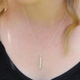 Sleek Silver Necklace with Diamonds or Gemstones in Pave Setting-The Diamond Setter
