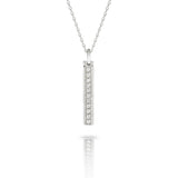 Gold Bar Pave Necklace with Diamonds or Gemstones-The Diamond Setter