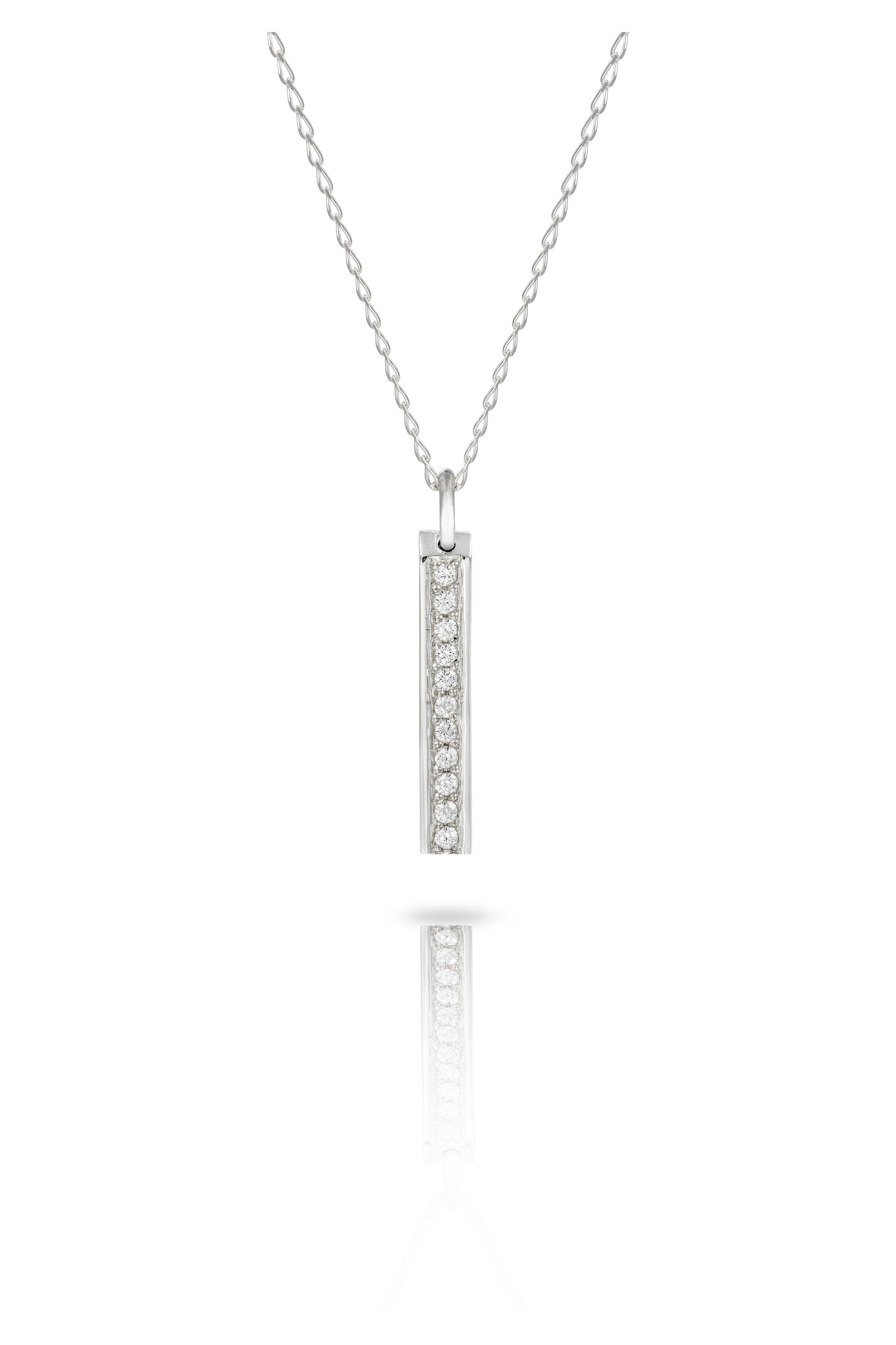 Gold Bar Pave Necklace with Diamonds or Gemstones-The Diamond Setter