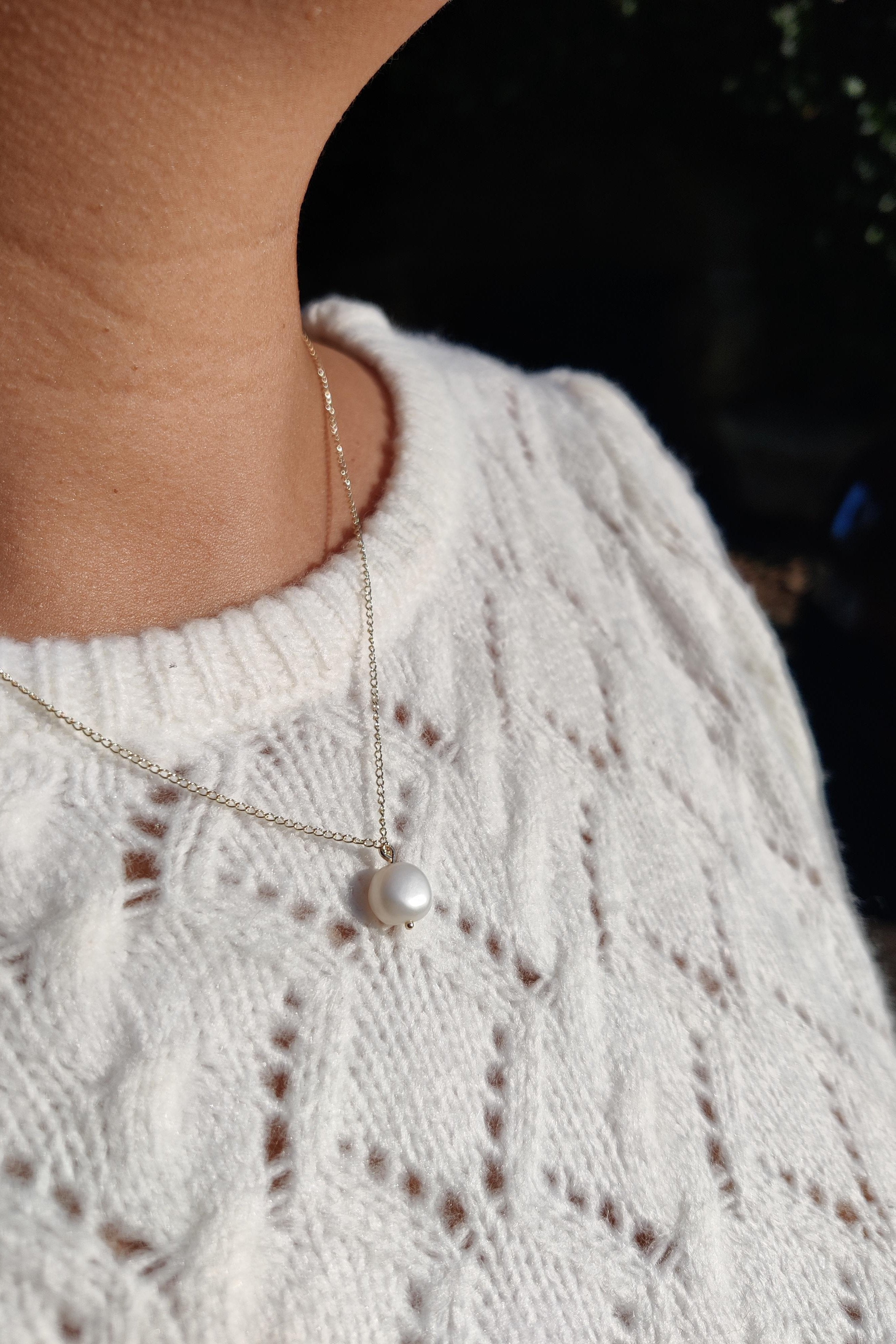 Dainty Pendant with Single Baroque Pearl Drop-The Diamond Setter