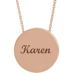 Engravable Scroll Disc Necklace-The Diamond Setter