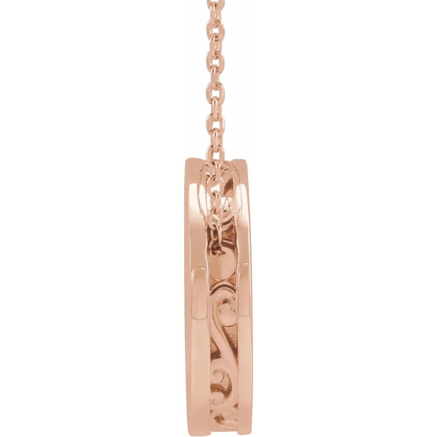 Engravable Scroll Disc Necklace-The Diamond Setter