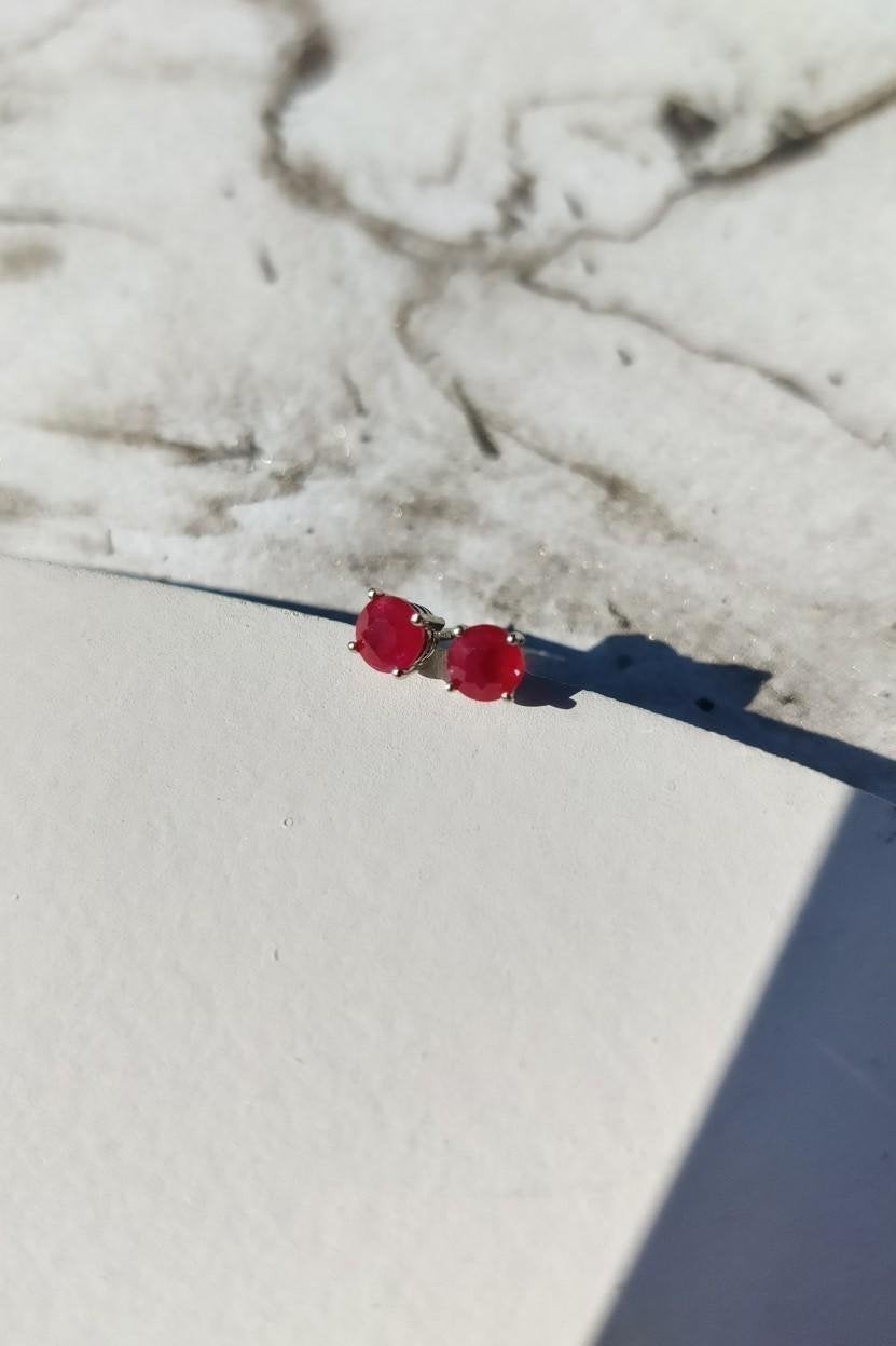 Ruby Gold Stud Earrings-The Diamond Setter