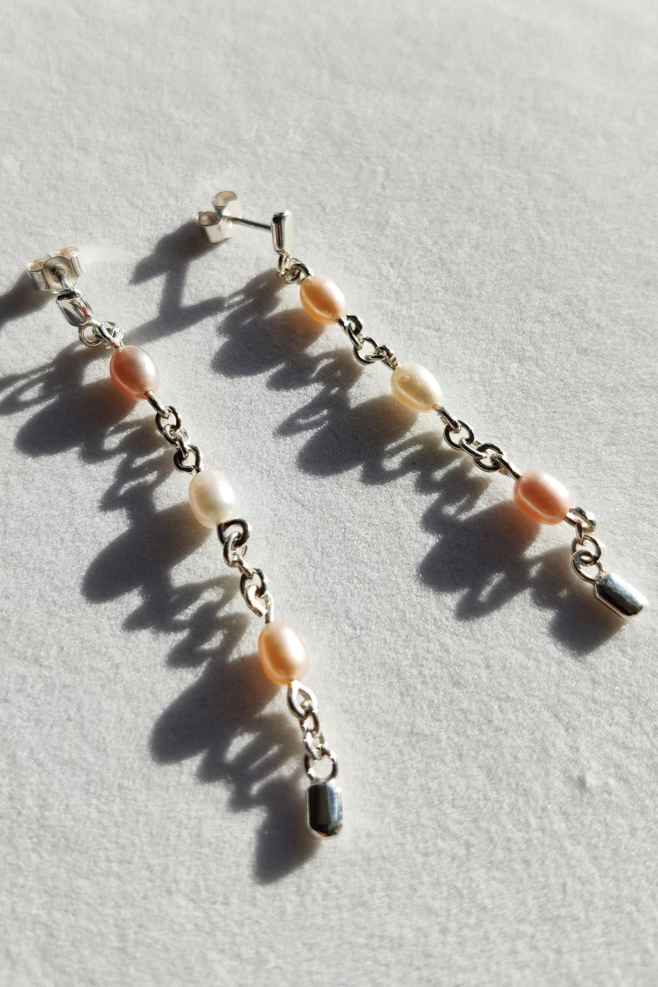 Long Dangling Earrings with Freshwater Pearls-The Diamond Setter