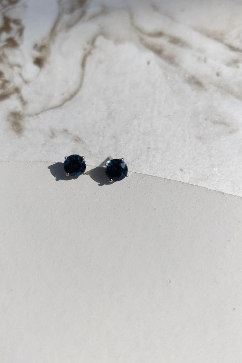 Teal Sapphire Gold Stud Earrings-earrings-The Diamond Setter