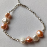 Cultured White and Coral Pearl Bracelet-The Diamond Setter